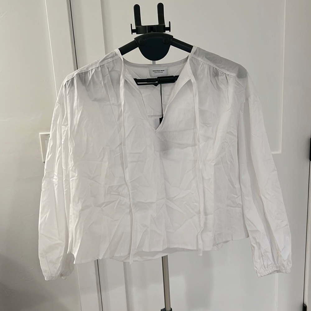 NWT Who What Wear Collection Kat Poet Top in White - Limited Run